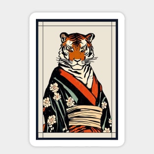 Royal tiger Japanese with kimono vintage Sticker